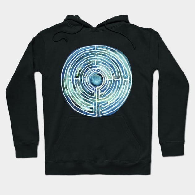 Labyrinth Blue Watercolor Hoodie by Heartsake